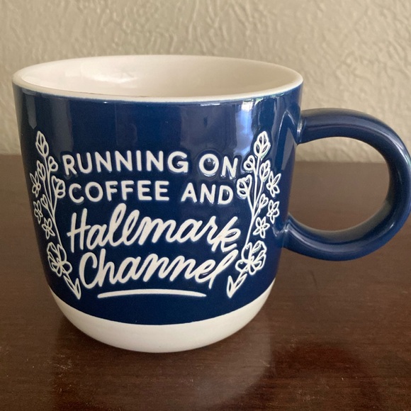Hallmark, “Running on Coffee and Hallmark Channel “ 16oz  Black and White Mug - Picture 1 of 8